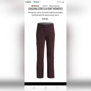 Arc'teryx Shashka snow pants NWT